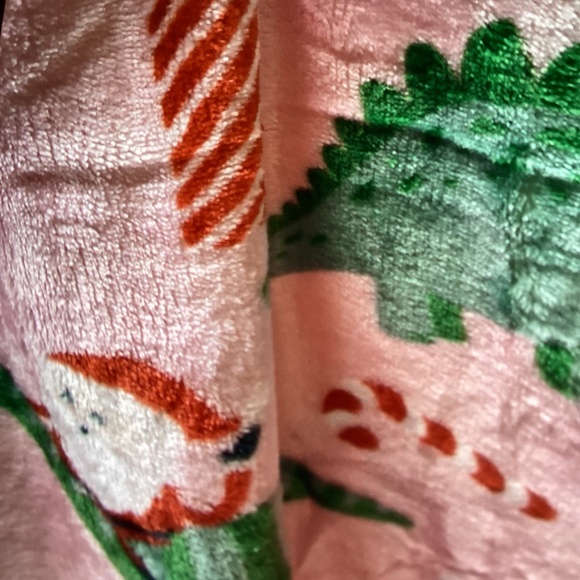 New The Frosty Factory Oversized Christmas Throw - pink Santa on Dinosaurs 60x70 - Picture 7 of 8